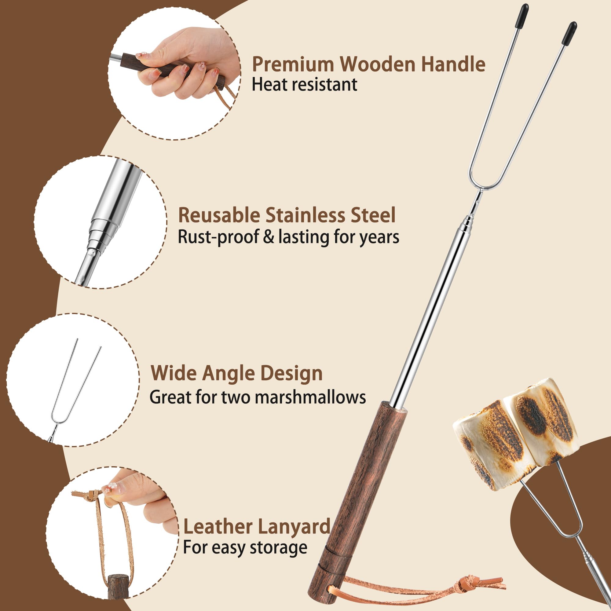 Marshmallow Roasting Sticks - Set of 5 -4 Marshmallow Roasting Sticks - Set of 5 -4