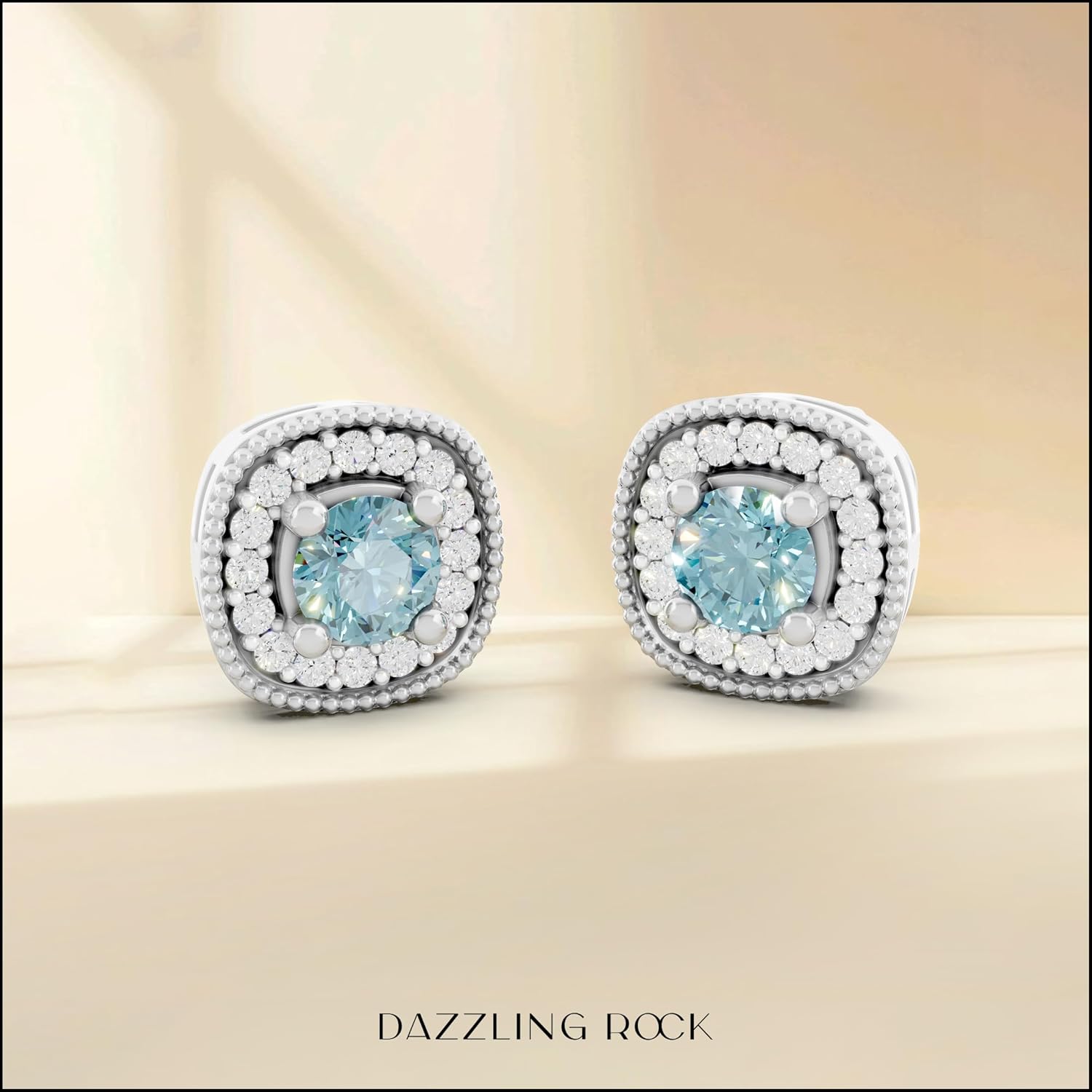 Dazzlingrock Collection Valentine's Day Gift Women Halo Stud Earrings, 10K White Real Solid Gold - Image 4