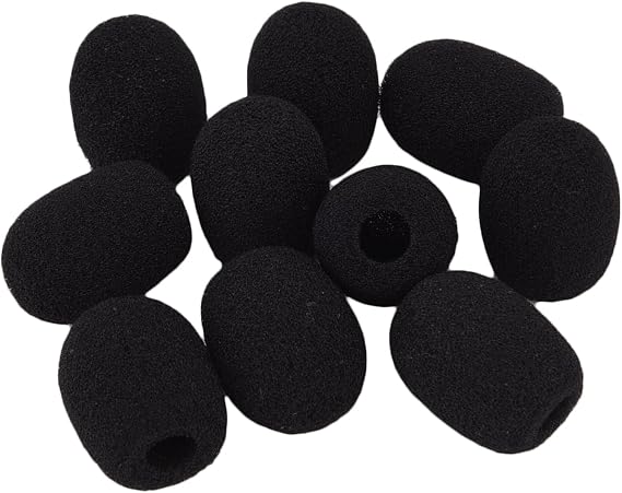 Sunmns 10 Pack Mini Small Size Lapel Headset Microphone Windscreen Foam Cover, Black