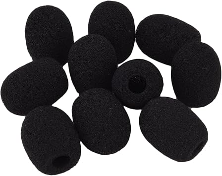 Sunmns 10 Pack Mini Small Size Lapel Headset Microphone Windscreen Foam Cover, Black