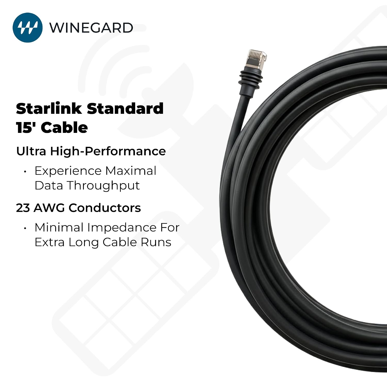 Winegard Heavy-Duty Cable for Starlink Standard SD-015C - 15ft - Black