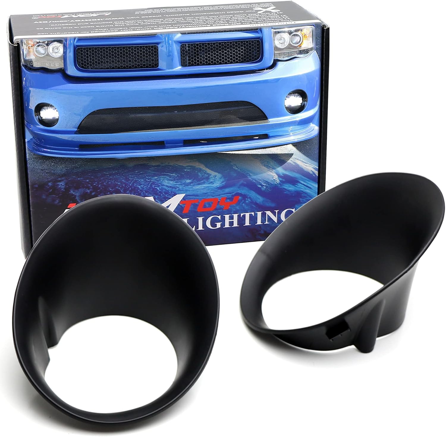 iJDMTOY One Pair OEM-Spec LH RH Fog Lamp Bezel Garnish Covers Compatible with Dodge 2002-2008 RAM 1500, 2003-2009 RAM 2500 3500 & 2004-2006 Durango