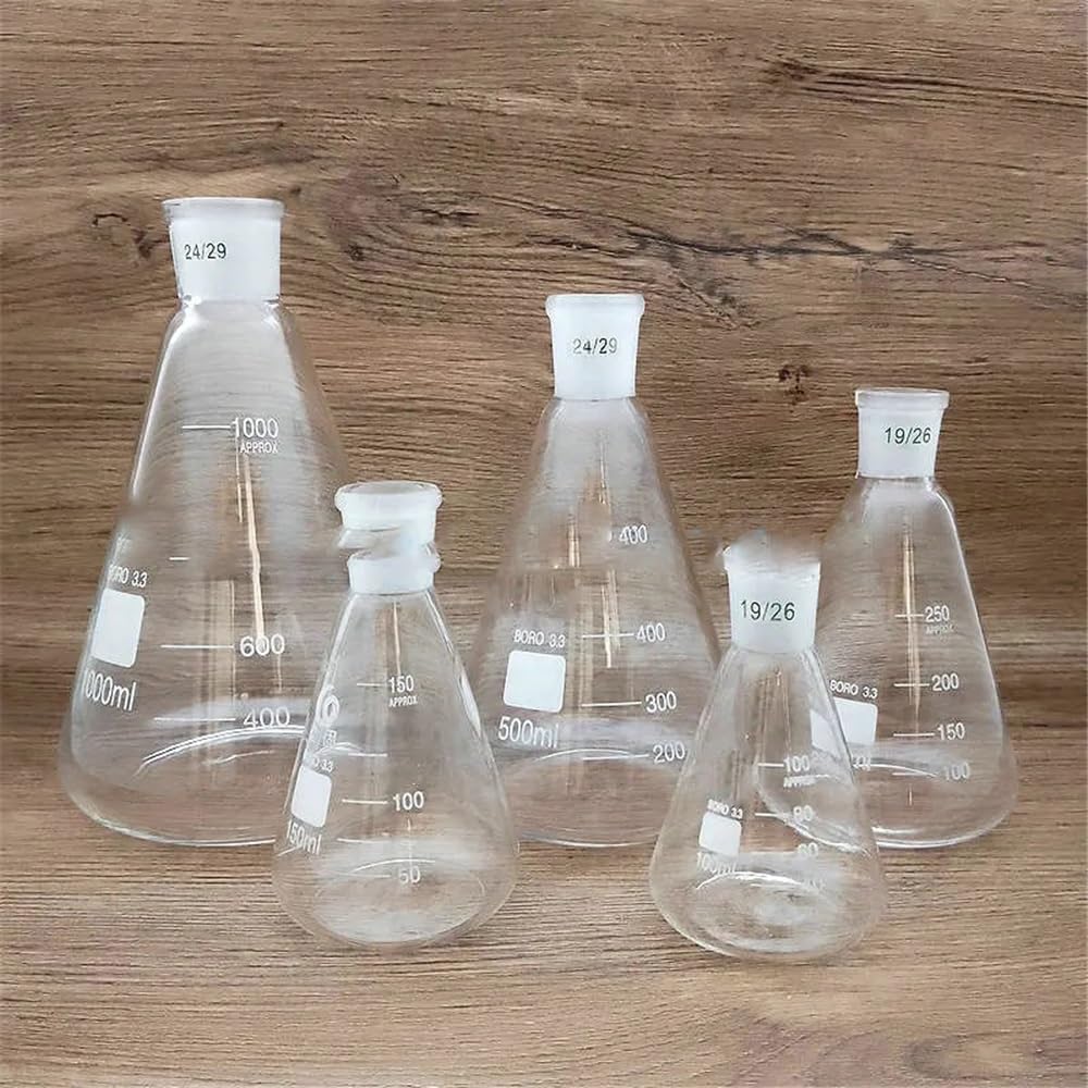 Attrezzature e forniture di laboratorio 1 pallone da laboratorio triangolare in vetro borosilicato alto 25 ml a 2000 con bocca smerigliata 19# 24# 29#