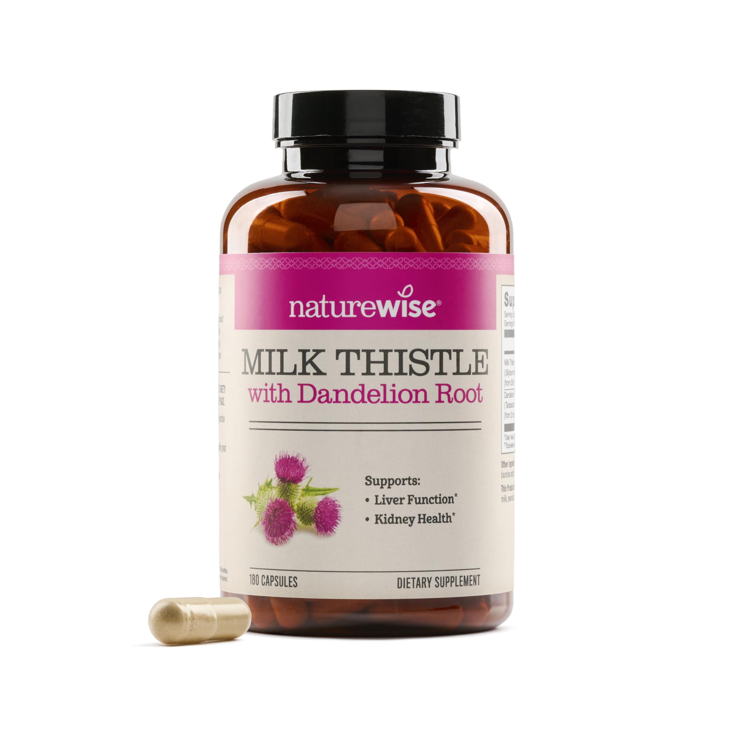 NatureWise Milk Thistle with Dandelion Root, 180 Capsules