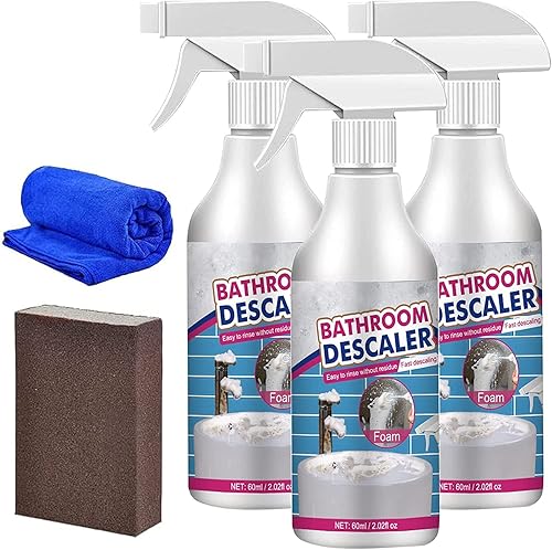 Miniatura 7 de KCRPM Descalcificador de baño 2023, limpiador de manchas difíciles, limpiador descalcificador de baño, limpiador de cal para ducha, espuma