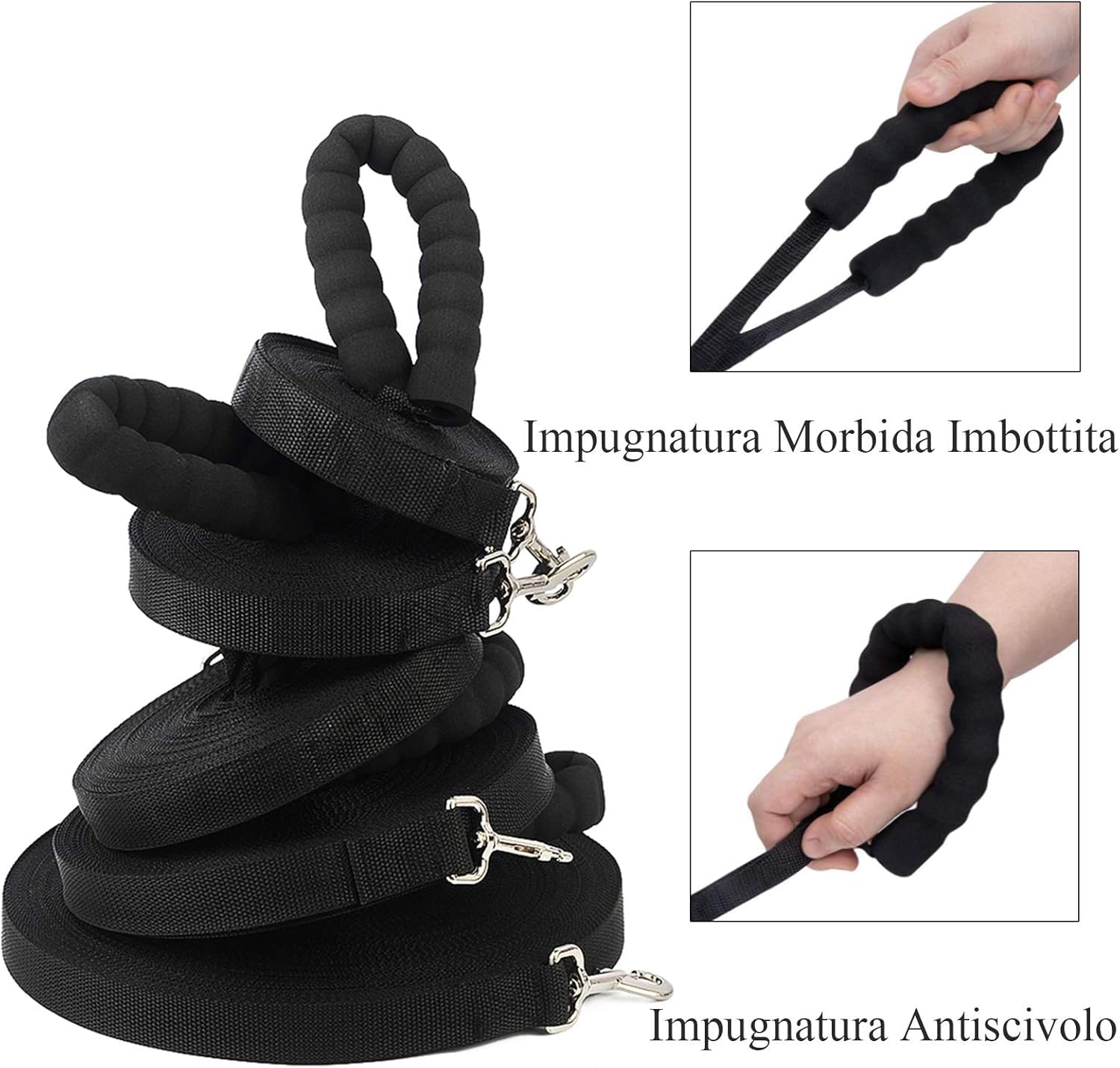 Eyeleaf Guinzaglio Addestramento per Cani Lungo Guinzaglio per Cani con Impugnatura Imbottita in Nylon Fibbia Zinco Lega per Tutti i Cani