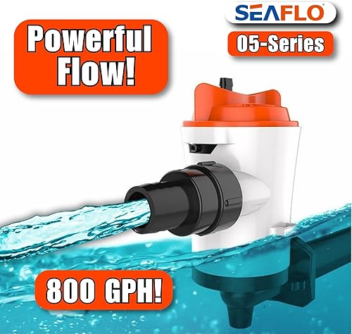 Miniatura 3 de Seaflo Livewell tanque de carnada viva sumergible con bomba de sentina para bote, 12V, 800gph
