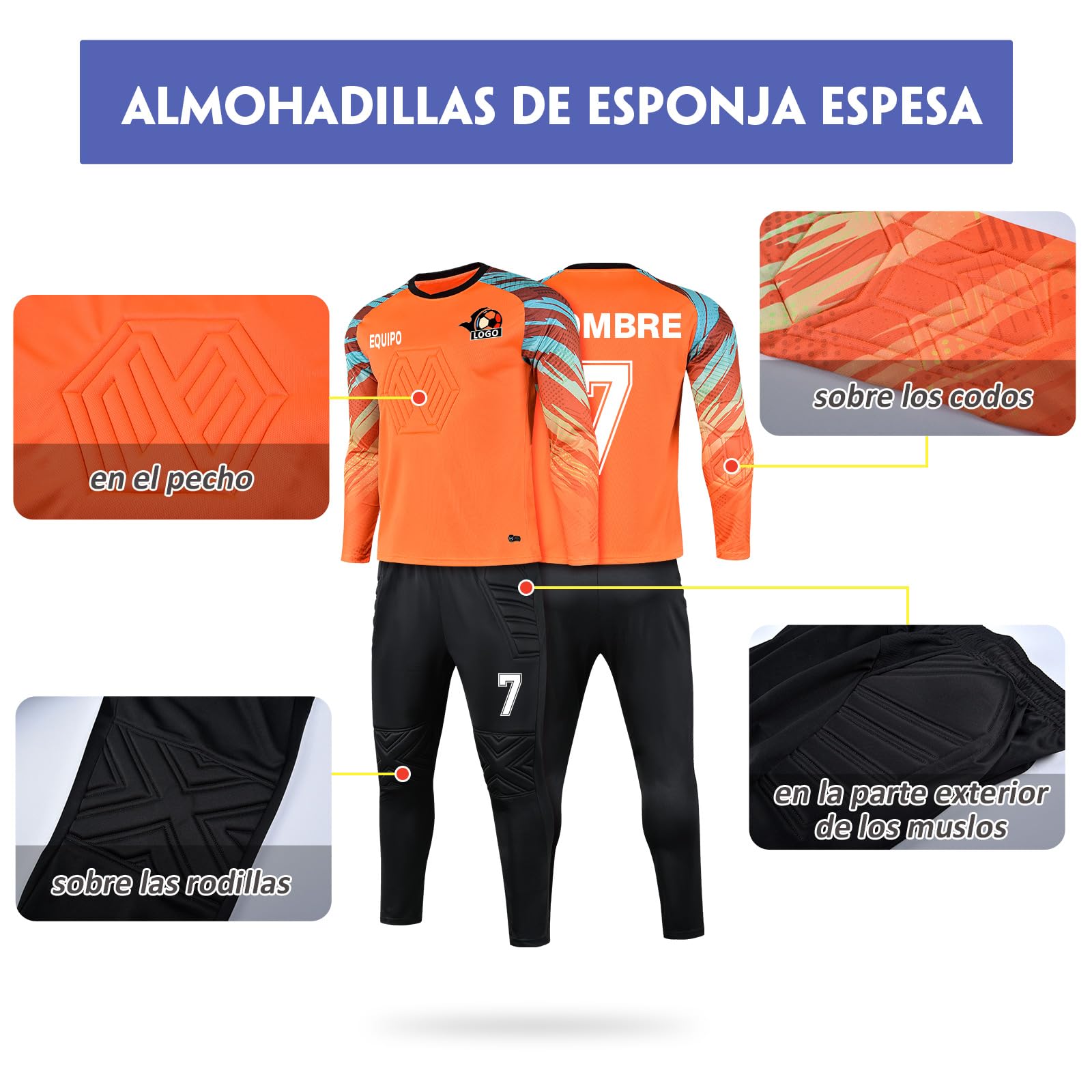 LAIFU Equipaciones de Portero Personalizado Niño Adulto Camiseta Fútbol Pantalón Corto
