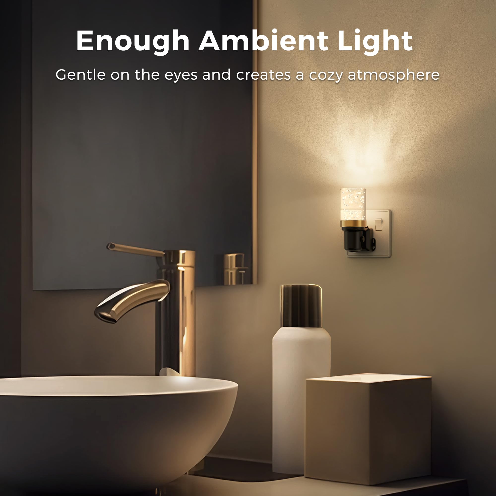 LOHAS-LED Night Light,Acrylic Plug-in Wall Light with Dusk-to-Dawn Sensor, 0-100LM Dimmable, Warm White 3000K - Image 4