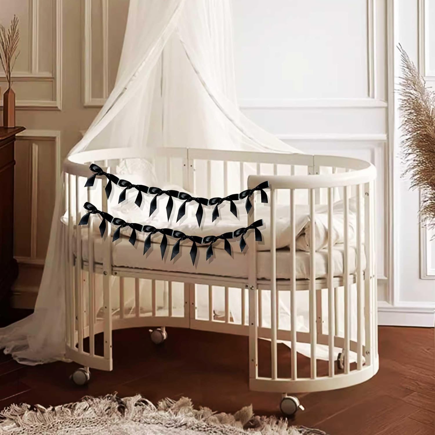 JeVenis 2Pcs Black Garland Black Bow Ribbon Banner Coquette Bachelorette Party Coquette Birthday Party Bow Decorations - Image 6