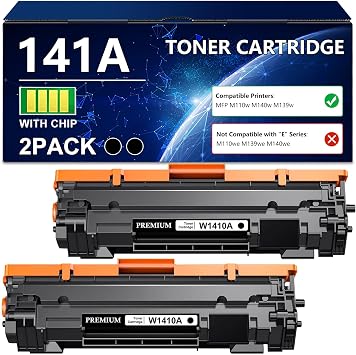 141A Toner Cartridge Black with Chip High Yield Compatible for HP 141A W1410A 141X W1410X for M110w MFP M139w M140w M139 M140 M110 M139we M140we M110we Printers 2 Pack