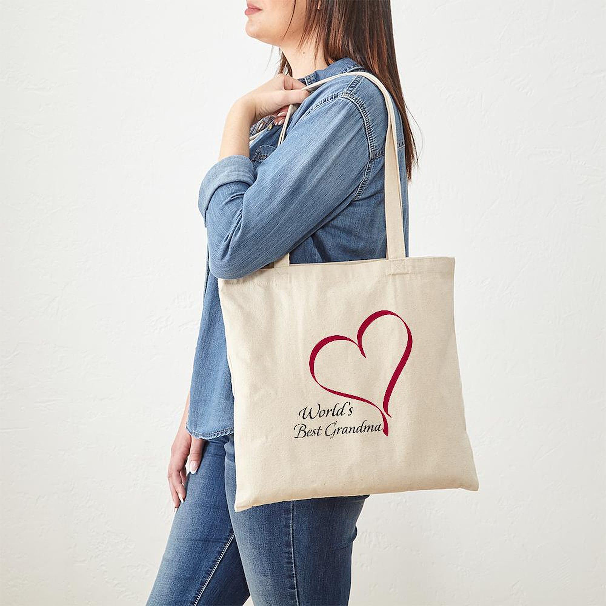 "World's Best Granny" Natural Canvas Tote Bag - Reusable Shopping Bag With Fun Print
