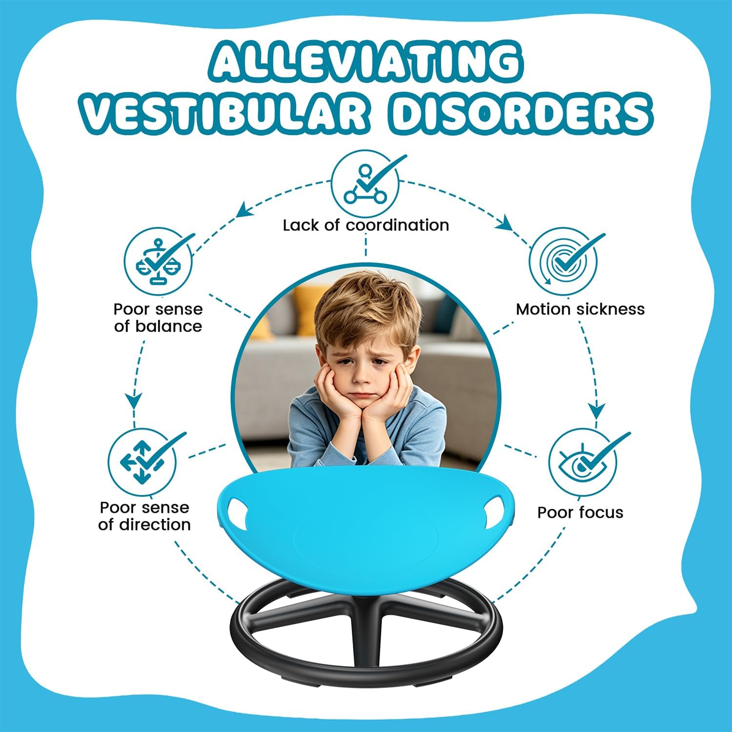 Sensory Spinning Chair for Autistic & ADHD Kids, Sensory Swivel Seat，220Ib | Spinning Chair for Kids ,360° Sensory Spinning Chair