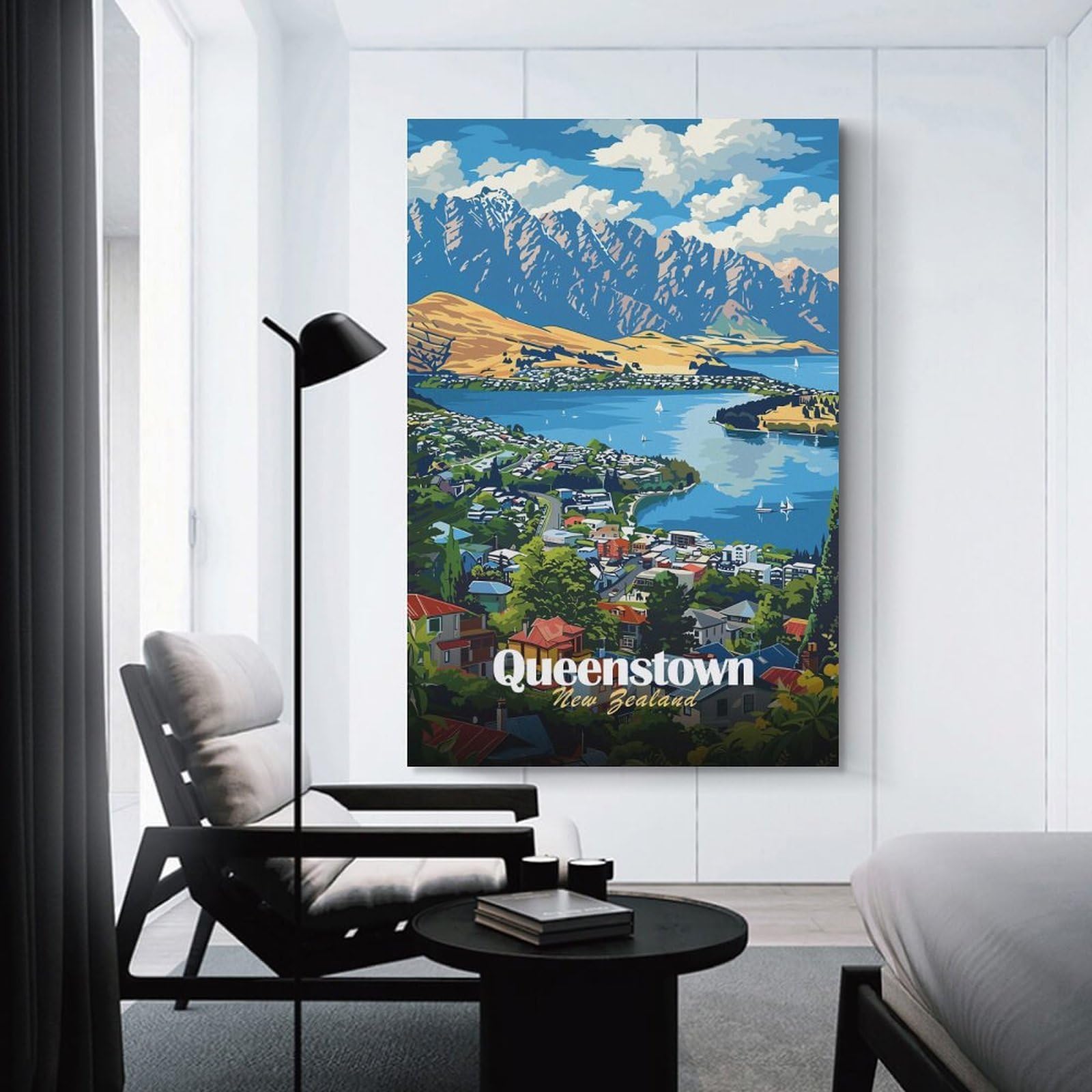 Junmoney Wall Decor Canvas Print Queenstown New Zealand Travel (2), 24x36inch(60x90cm), for Home Lounge, Bedroom Or Reading Nook, Canvas Styling for A Polished Room Look