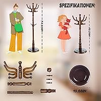 Vista 6 de Perchero de madera de 73 pulgadas, perchero independiente con base redonda estable, altura ajustable, para el hogar, dormitorio, oficina, pasillo