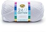 Lion Brand Yarn Lightweight 24/7 Cotton Yarn for Knitting, Crocheting, and Crafts, White, 1 Pack