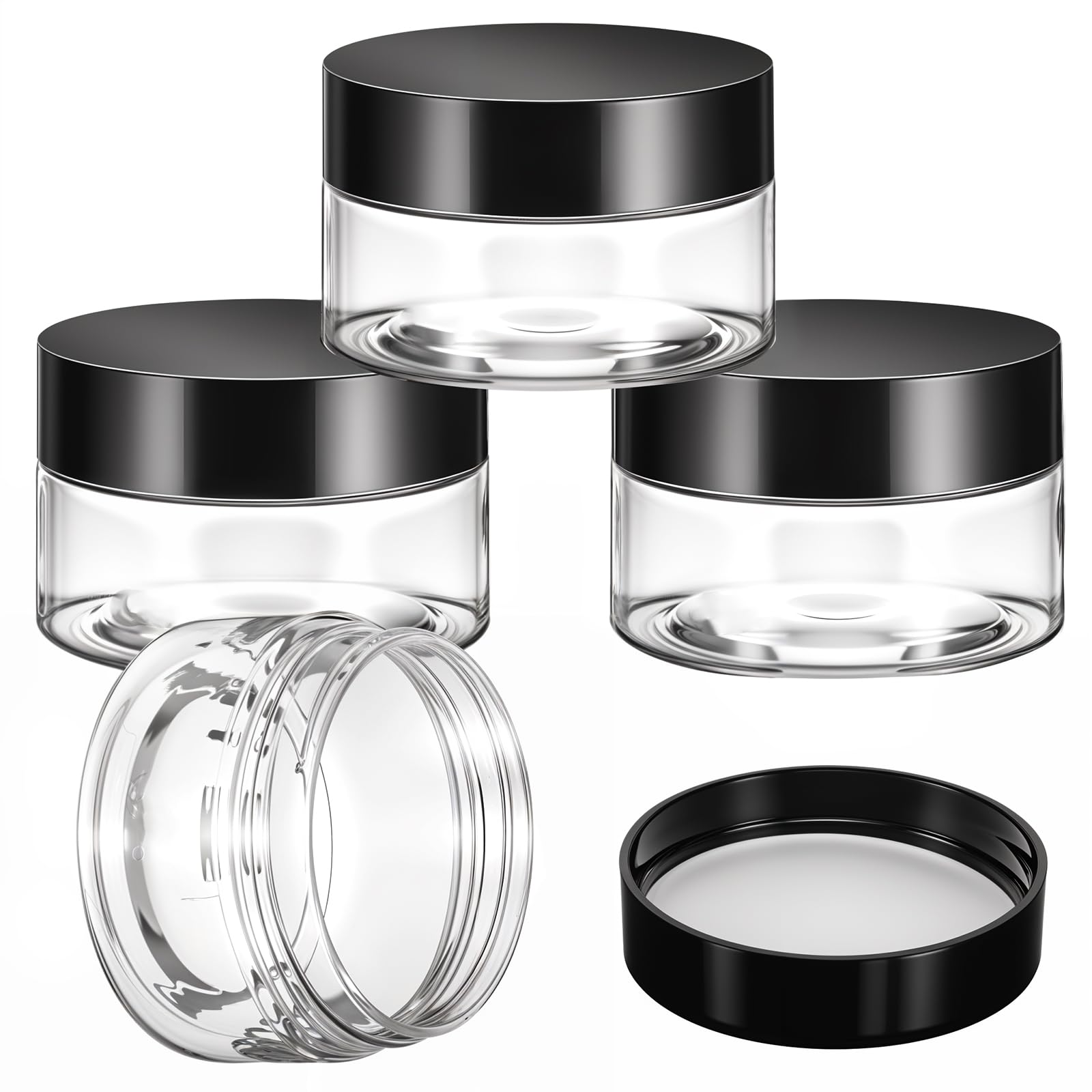 LXUEJEI 4 Pcs 1 oz Wide-mouth Leak Proof Travel Jars Round Plastic Container Jars with Lids for Storage