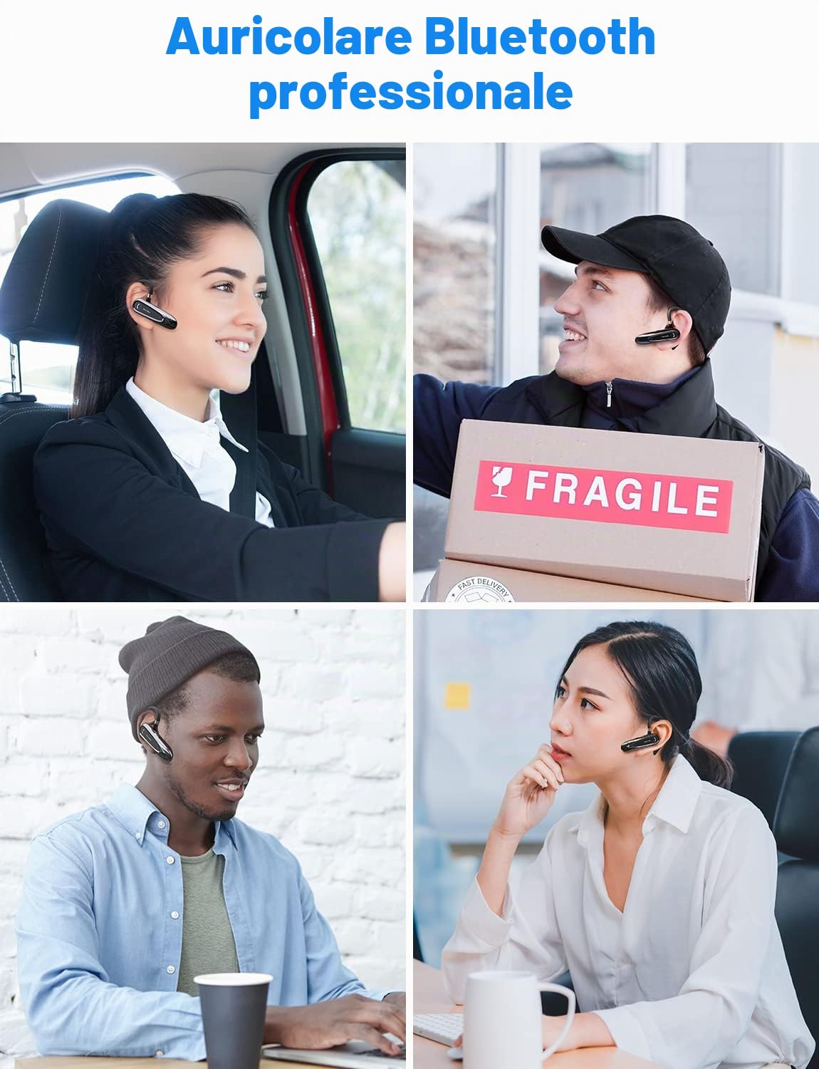 New Bee Auricolare Bluetooth Singolo con Doppio Microfono V5.0 Auricolari Bluetooth con 20 Ore Di conversazione, Microfono Muto, Connessione a due Dispositivi per iPhone, Android e Laptop
