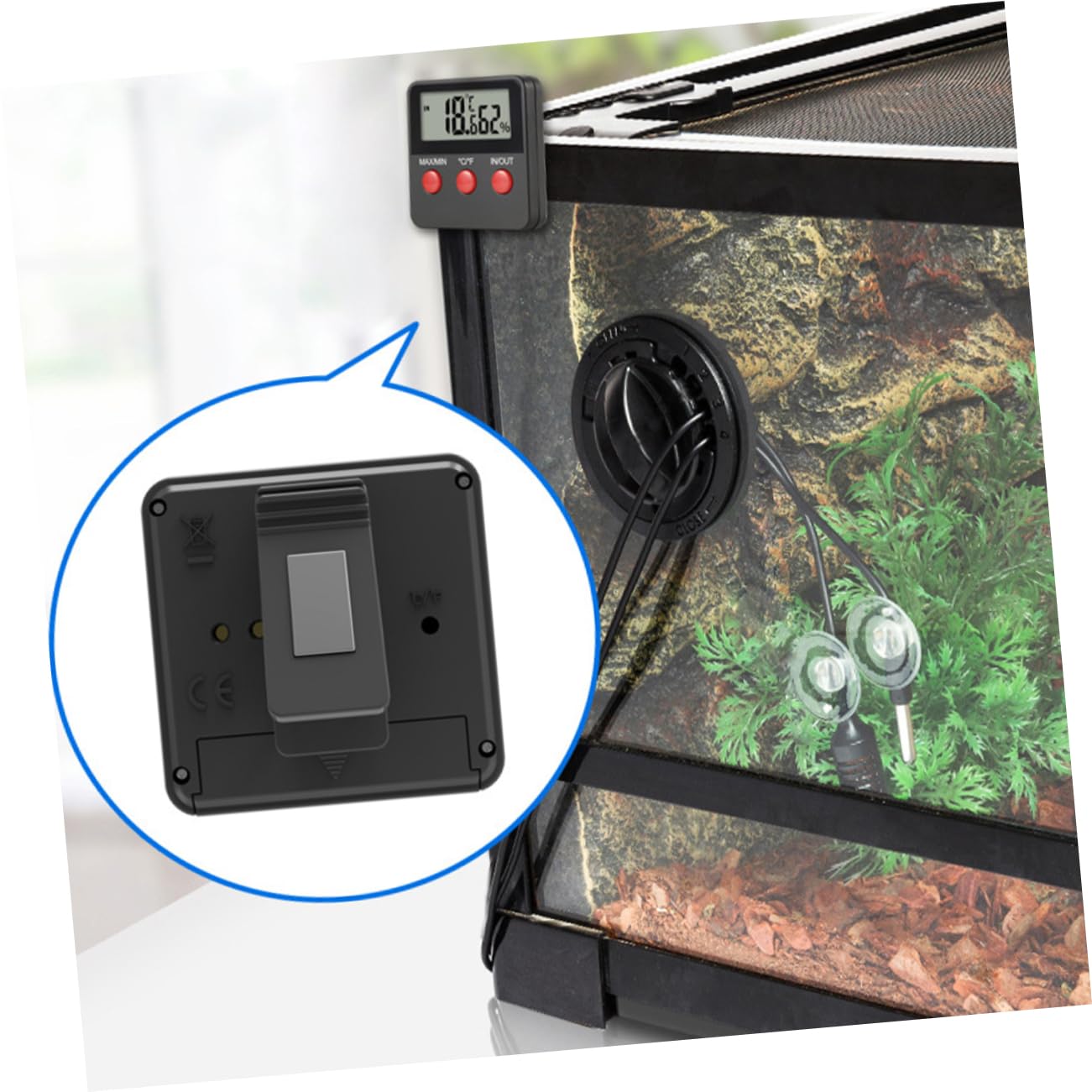 Milisten 2sets Digital Thermometer for Reptile Tank Display for Snake Lizard Enclosures Terrarium Hygrometer