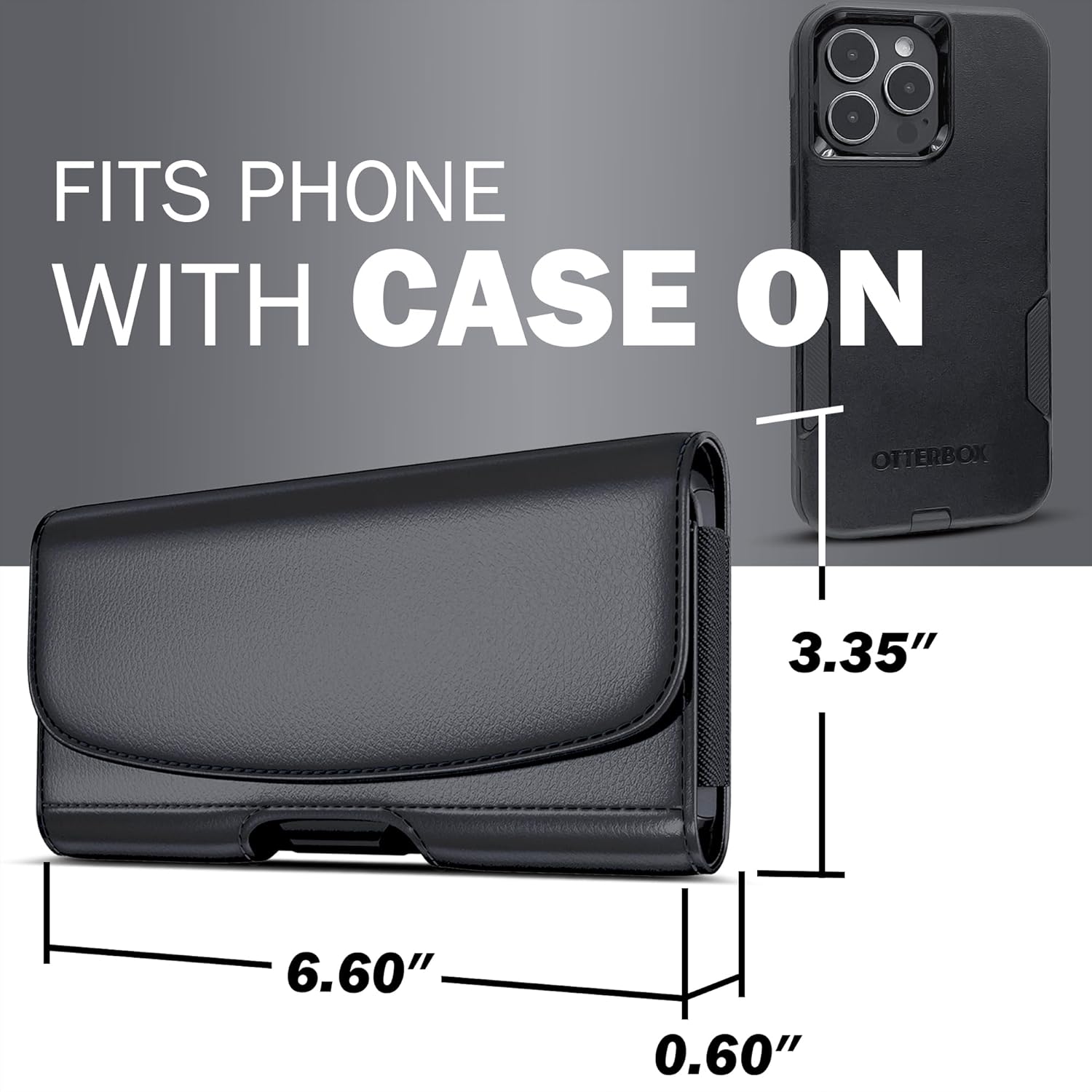 Holster Compatible with iPhone Pro Max & Plus Models Only (17/16/15/14/13/12/11/Xs Max) – Premium Cell Phone Case with Belt Clip, ID Card Pouch Holder Cover, Black - Image 2