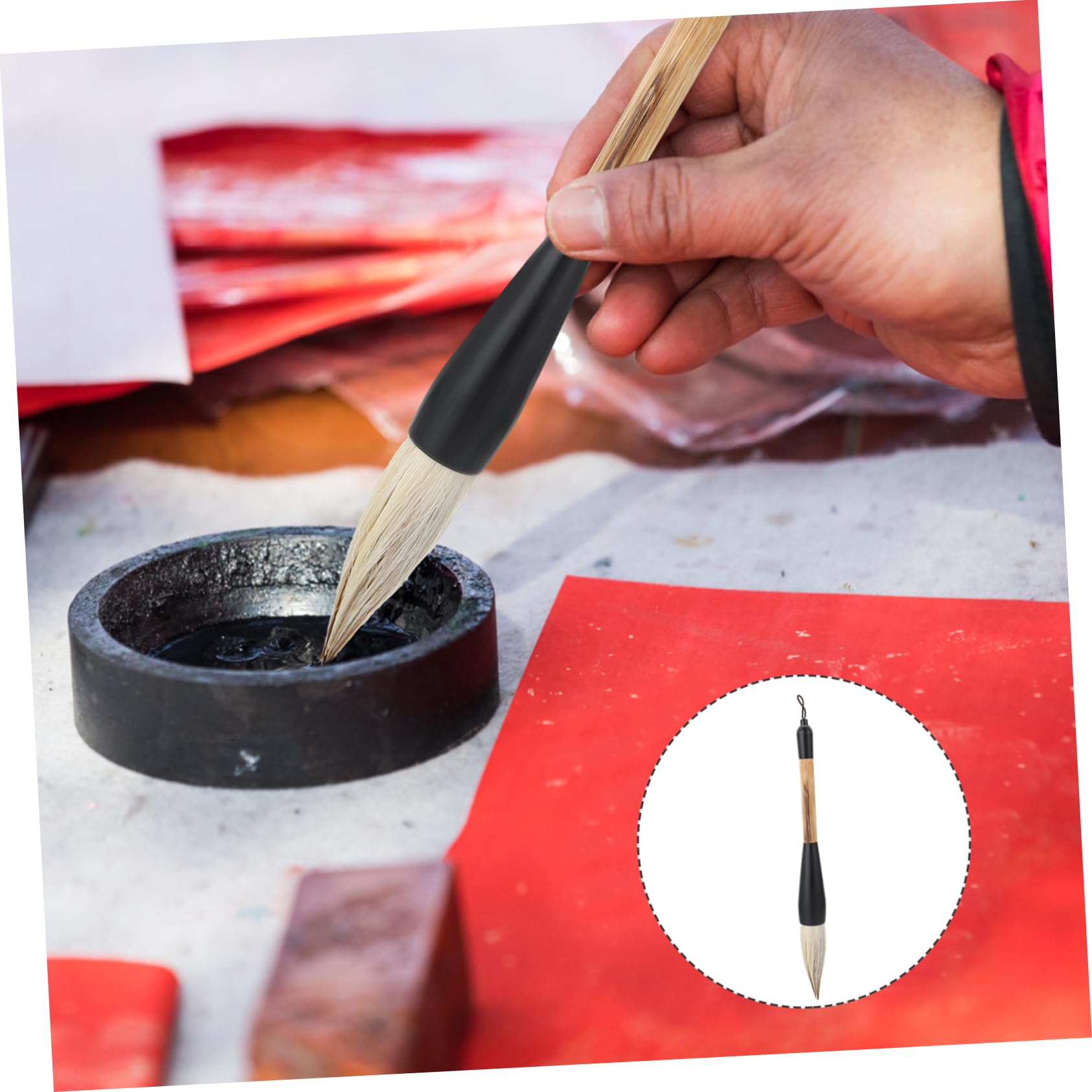 jojofuny 1Pc Chinese Calligraphy Brush Pen Durable Painting Brush for Art Stationery Smooth Writing for Professionals and Beginners for Preschool and Art Students Wolf Goat