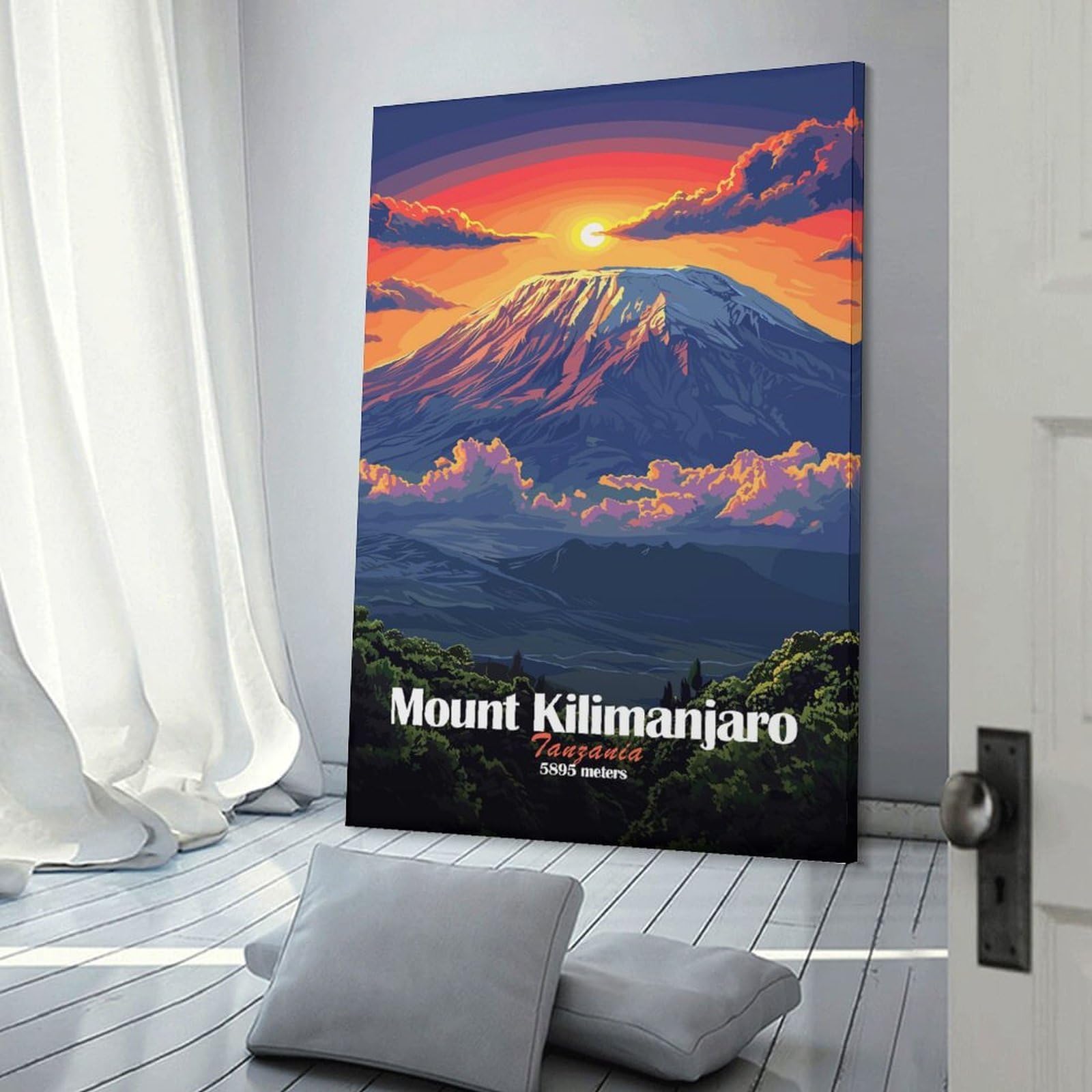Junmoney Decorative Wall Artwork Mount Kilimanjaro Sunset, 24x36inch(60x90cm), for Living Room, Bedroom Or Apartment Walls, Decorative Artwork for Empty Walls