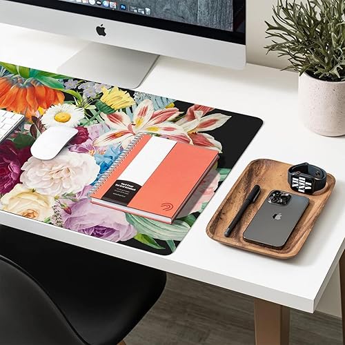 Miniatura 6 de Alfombrilla protectora grande de 27.5 x 13.8 pulgadas, antideslizante, de piel sintética, alfombrilla de mouse impermeable para oficina y ramo de