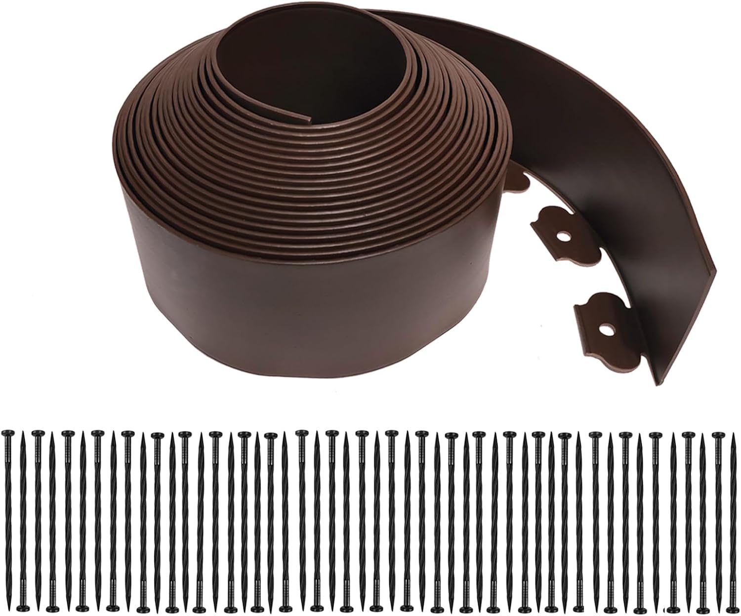 Landscape Edging Kit,40FT Plastic Garden Edging with 50 Stakes,4.5 Inch Tall Lawn Edging for Yard,Lawn,Flower Gardens Border (40FT, Brown)