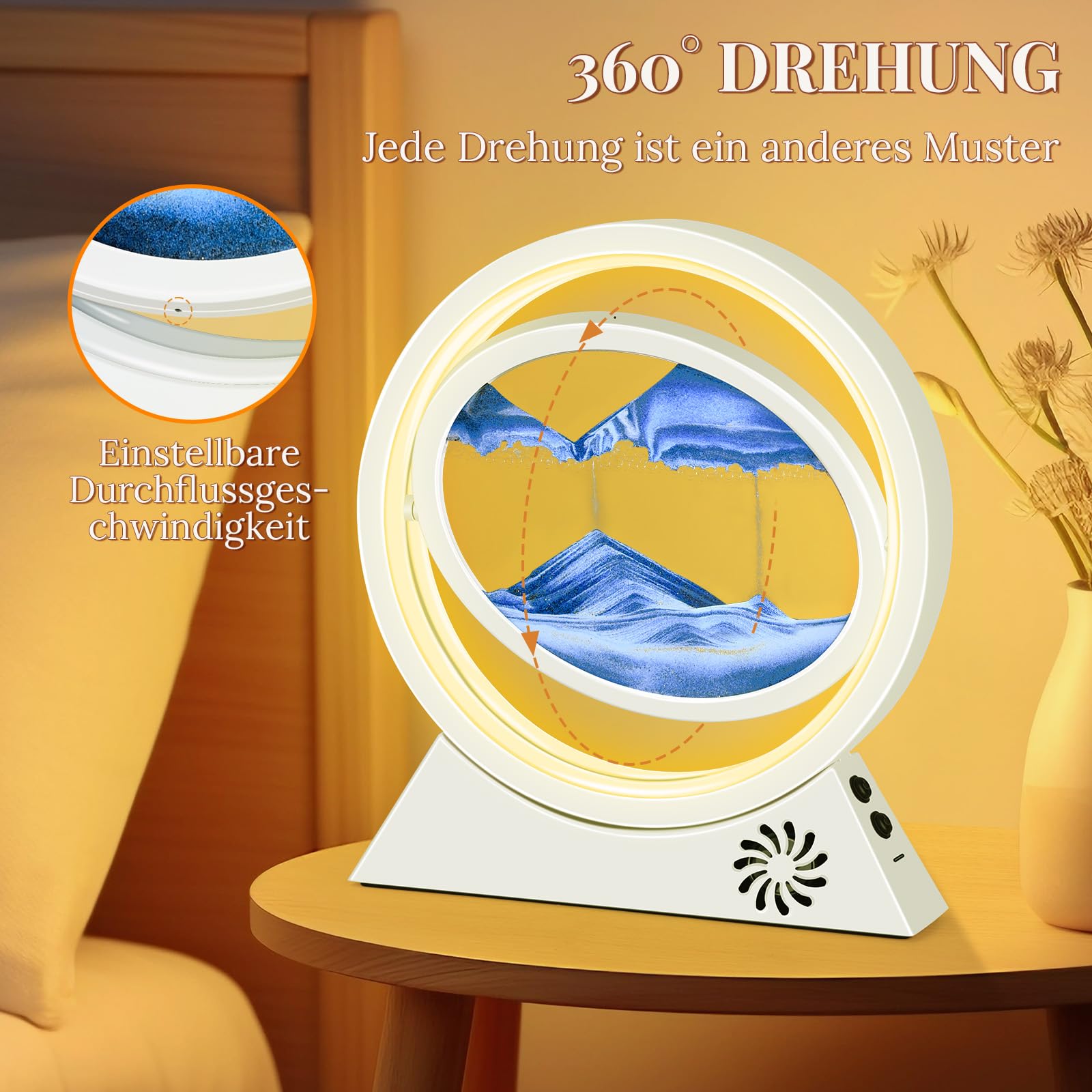 Cadre Sable Mouvant 3D Avec LED - Sablier Décoratif Télécommandé, Lampe De Nuit Relaxante