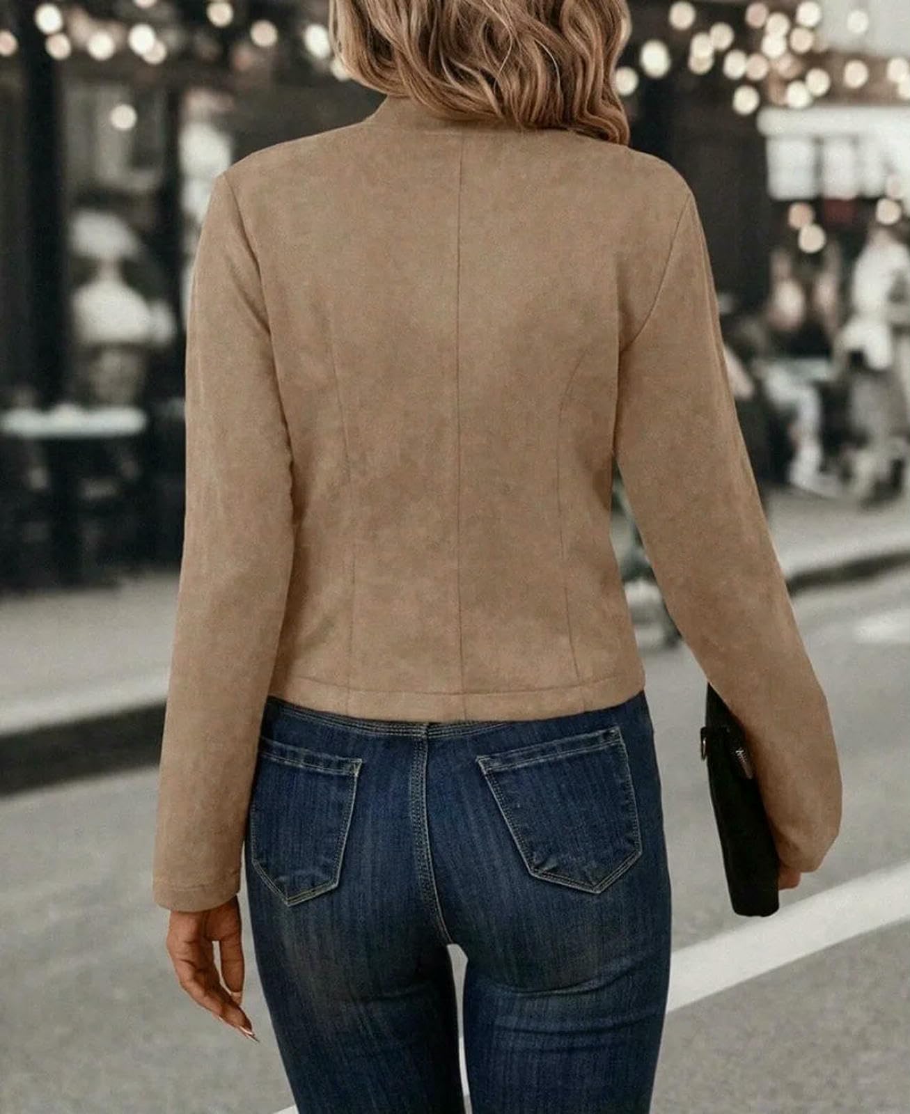 Damskie topy jesień zima nowa kurtka płaszcz kobiety moda długi rękaw guziki garnitury biuro elegancka wąska odzież wierzchnia