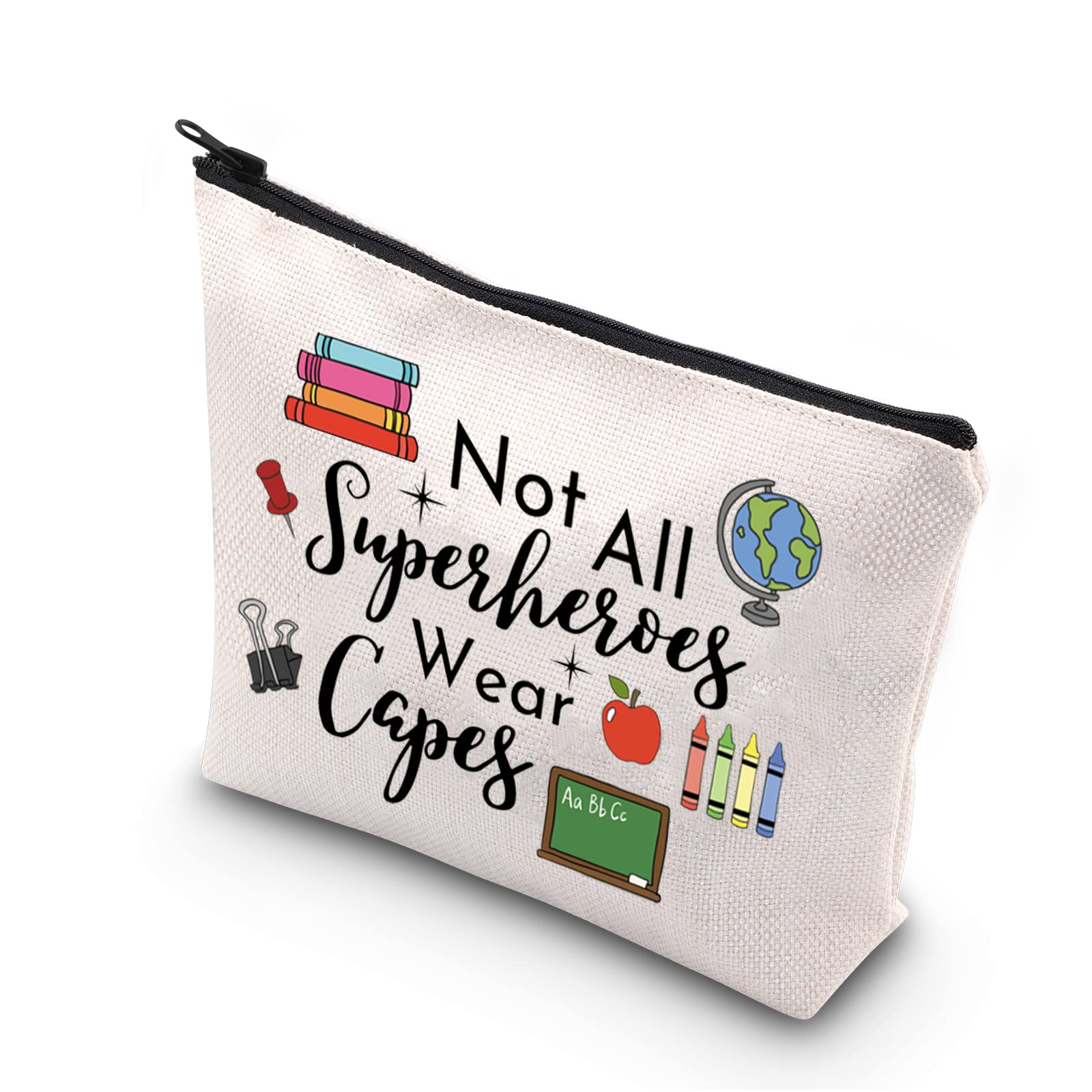TSOTMO Teacher Appreciation Gift Not All Superheroes Wear Capes End of Year Teacher Pen Pouch Gift (Wear capes teacher)
