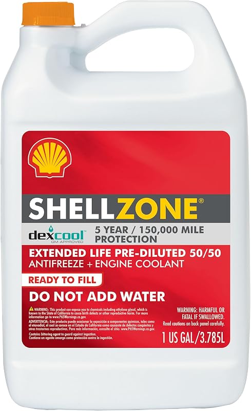 Shell Zone Dex-Cool Extended Life ELC Antifreeze + Coolant, Pre-Diluted 50/50 (1 Gallon, Single Pack)