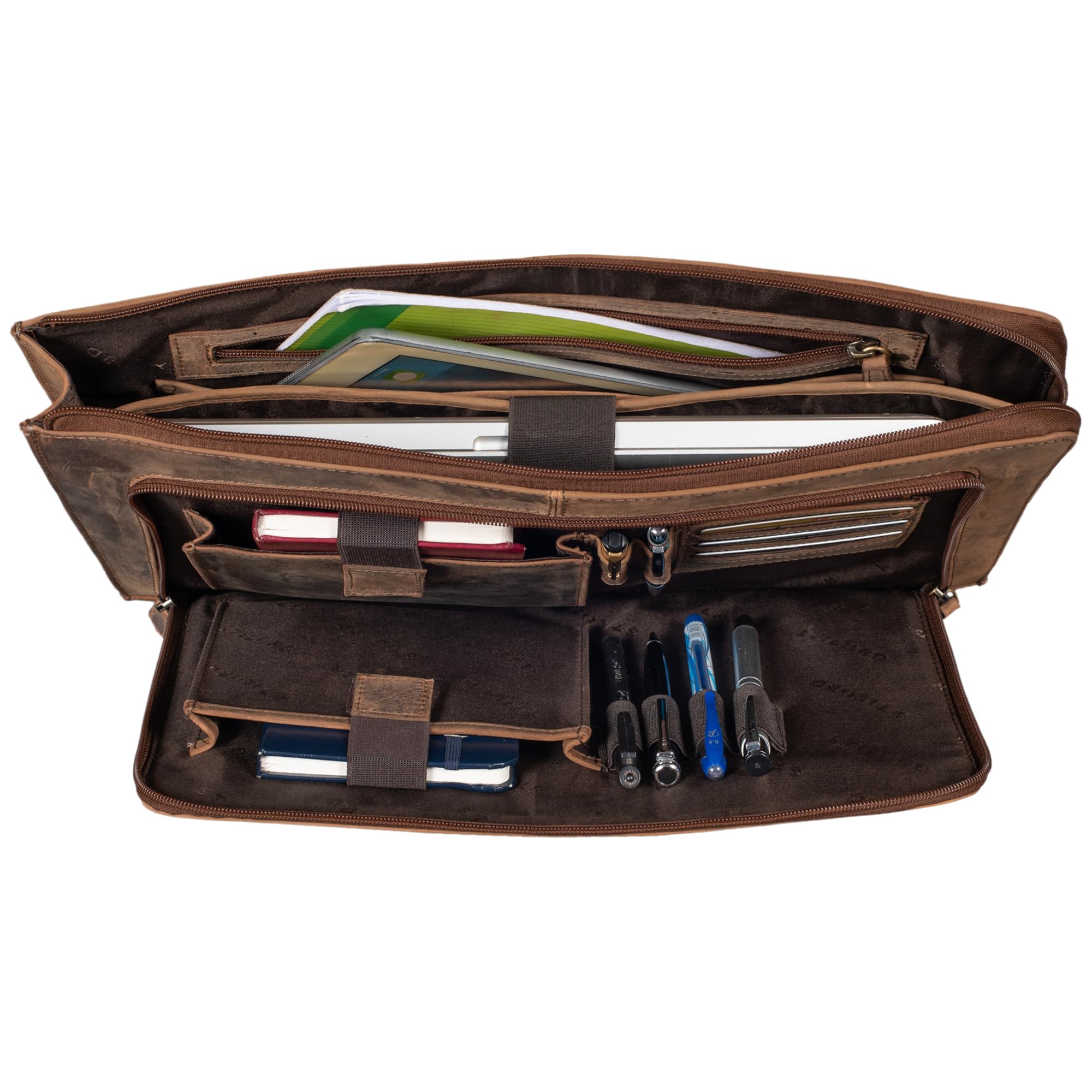 STILORD Murray Laptophülle für MacBook 16 Zoll MacBooktasche Leder 15.6 Zoll Notebooktasche Sleeve Laptoptasche ideal als Aktentasche Dokumentenmappe Farbe:Calais - braun