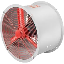 Explosion Proof Fan Grey and Red, Axial Fan Cylinder Pipe Explosion-proof Spray Booth Paint Fumes Exhaust Fan, Duct Ventilation for Factories Warehouse Kitchen Workshop Grey and Red