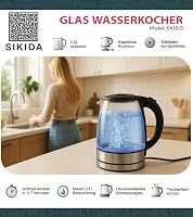 Sikida 1.8L üveg vízforraló LED világítással, 360° forgatható alap, BPA-mentes 2
