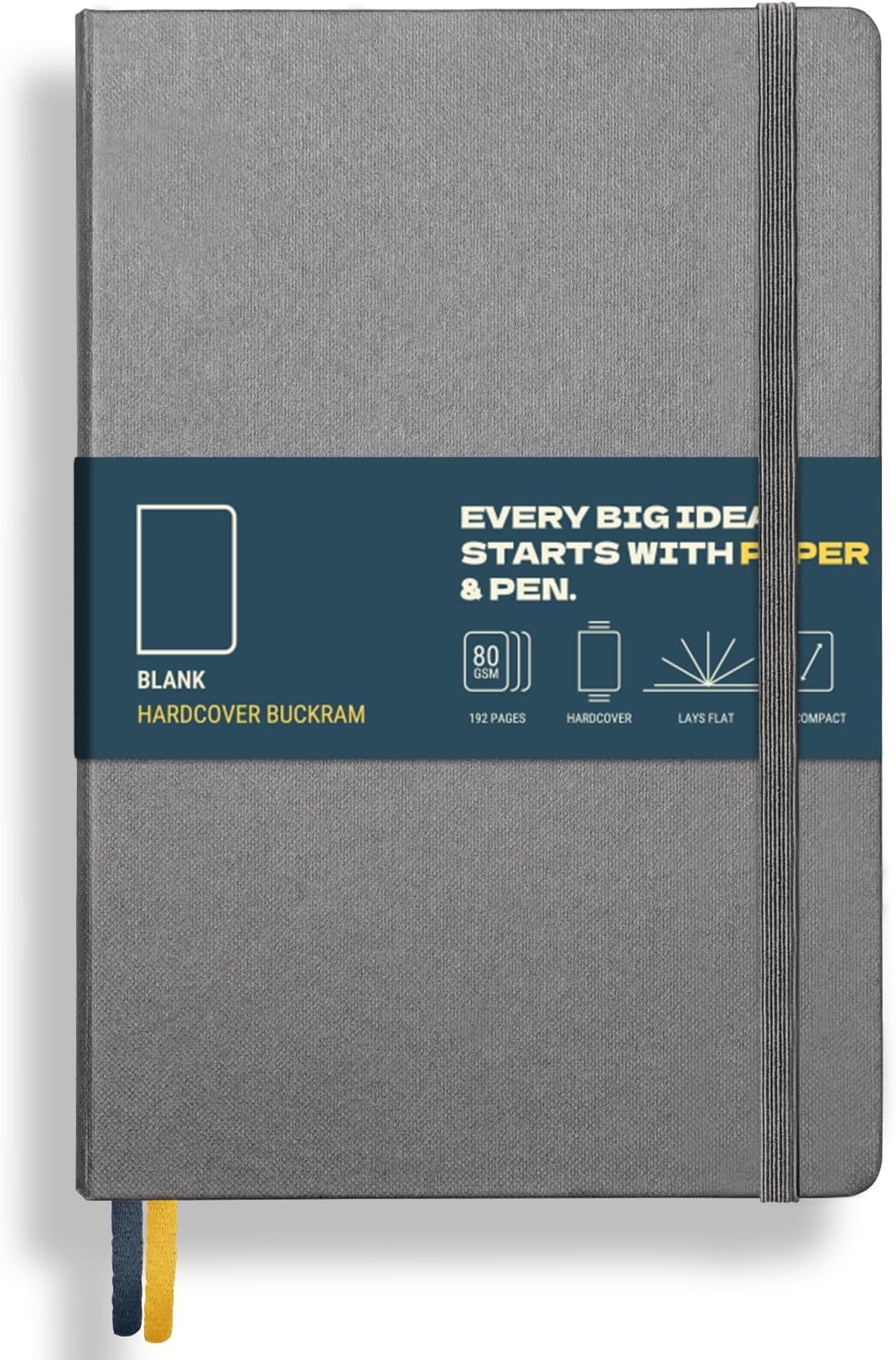 - Buckram Hardcover Diary Notebook - Blank, Ultimate Grey