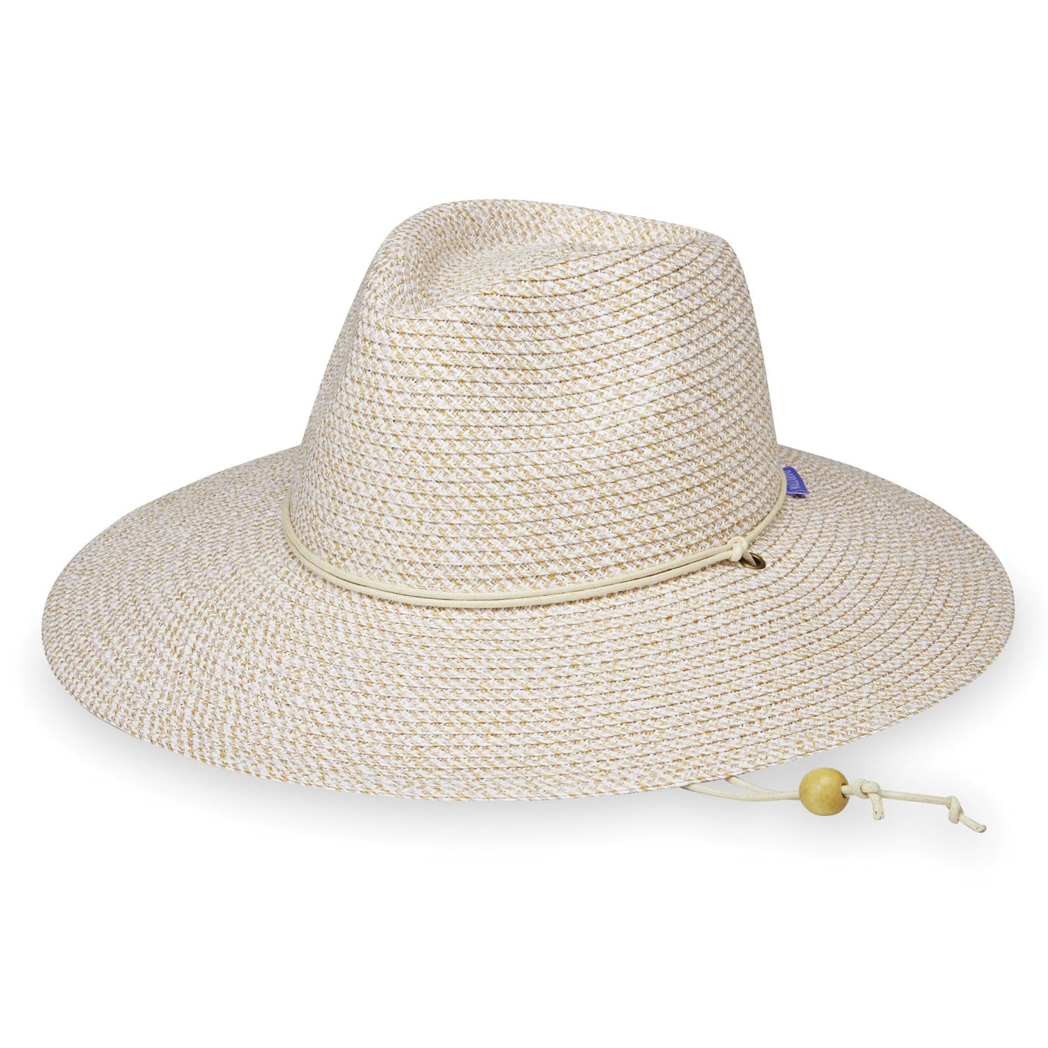 Wallaroo Hat Company Women's Sanibel Fedora – UPF 50+ UV Sun Hat, Wide Brim, Packable, Chin Strap, Adjustable, 2 Sizes, White/Beige, M