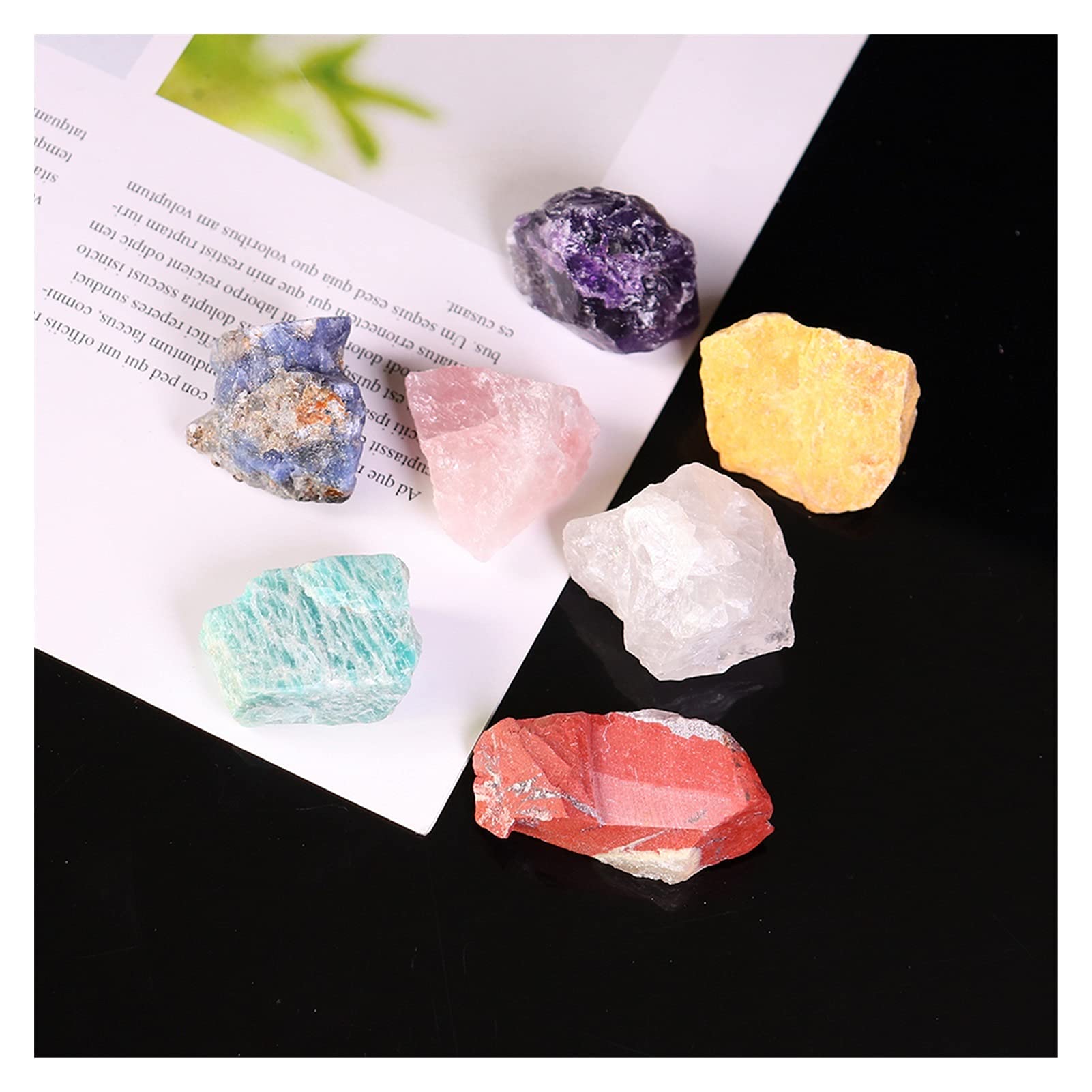 FIDEMM Cristal Natural en Bruto 7PCS / Set Piedra Preciosa Natural de Siete Colores Siete Chakras Cuarzo en Bruto Cristal sin pulir Colección de minerales de energía de Yoga