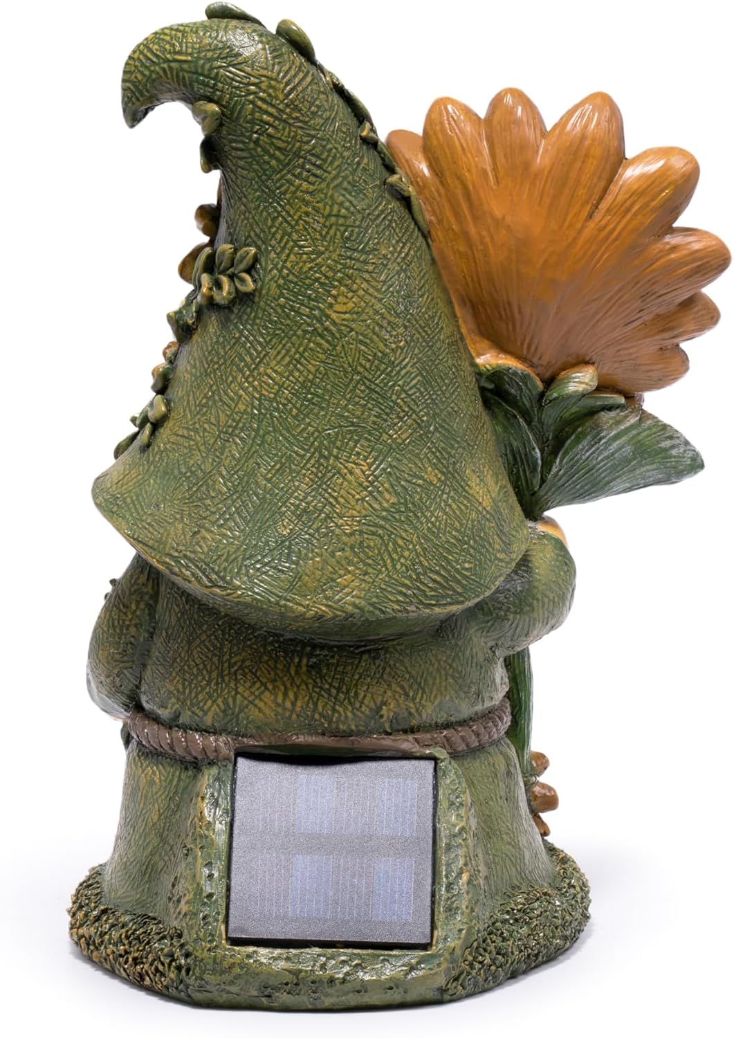 basen Solar Garden Gnome with Glowing Daisy Flower, Outdoor Solar Gnome Figurine for Yard Lawn Patio, Hand-Painted Resin Garden Statue Decor with LED Light for Landscape, Garden Ornament Gift