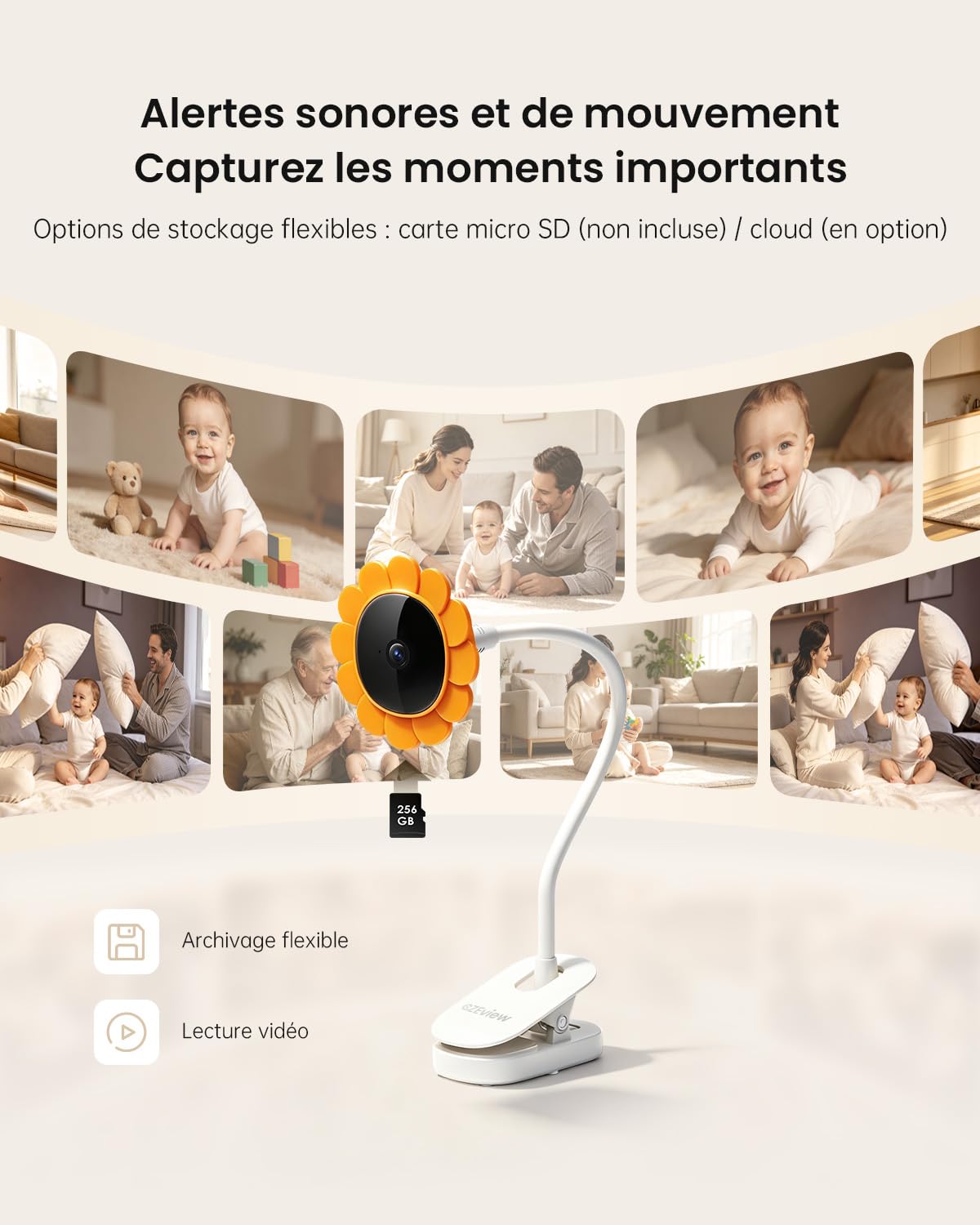 CZEview Babyphone avec caméra et appli, Moniteur vidéo bébé 5,5 Pouces sans Wi-FI Entre caméra et Moniteur, Transfert Wi-FI Smartphone, Vision Nocturne, Audio bidirectionnel, Mode VOX (Blanc)