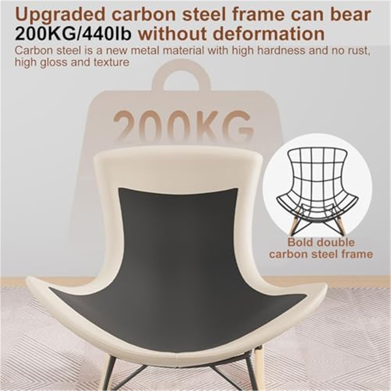 Schaukelstuhl für den Innenbereich mit Fußstütze, Mid-Century Modern, gepolsterter Schaukelstuhl für Wohnzimmer, Schlafzimmer (Orange)