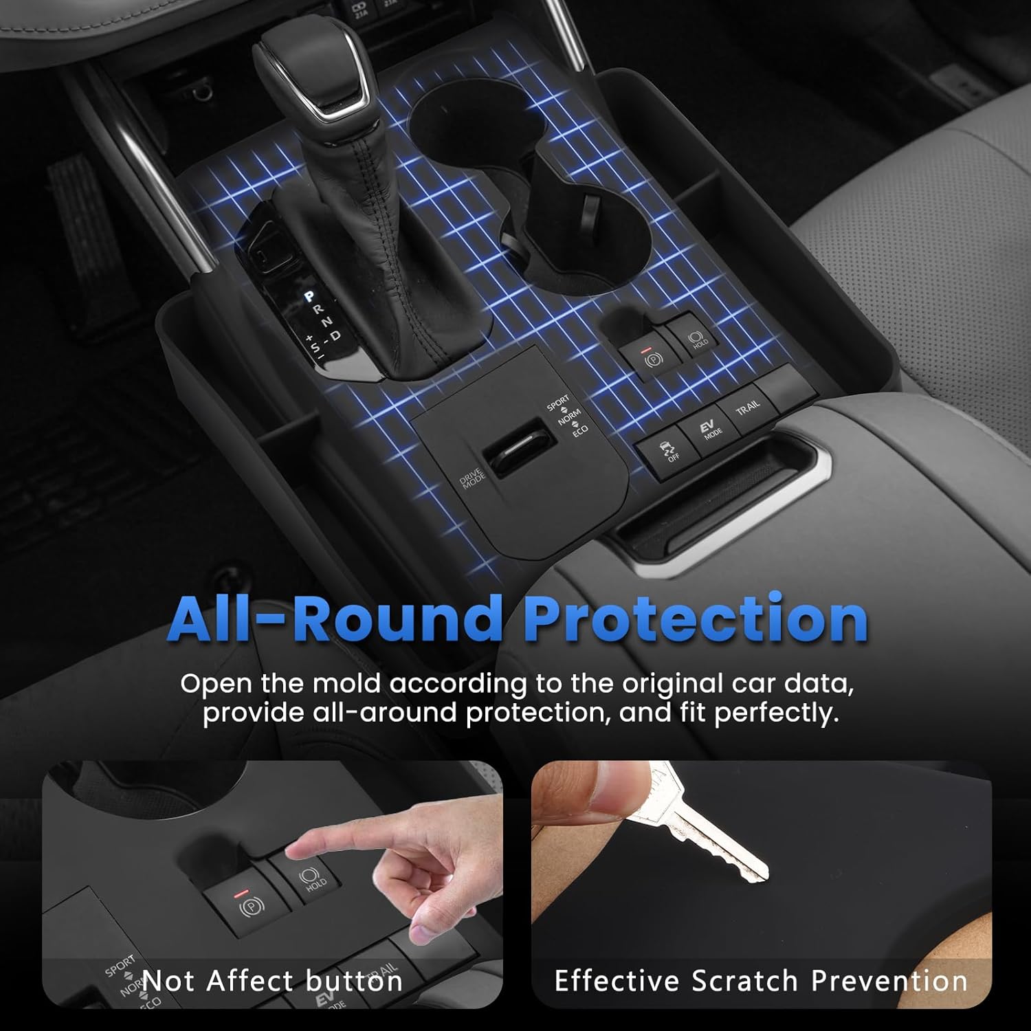 Autorder Silicone Center Console Organizer for 2020-2022 Toyota Highlander Accessories Seat Gap Storage Box Soft Gear Shift Panel Trim Cover