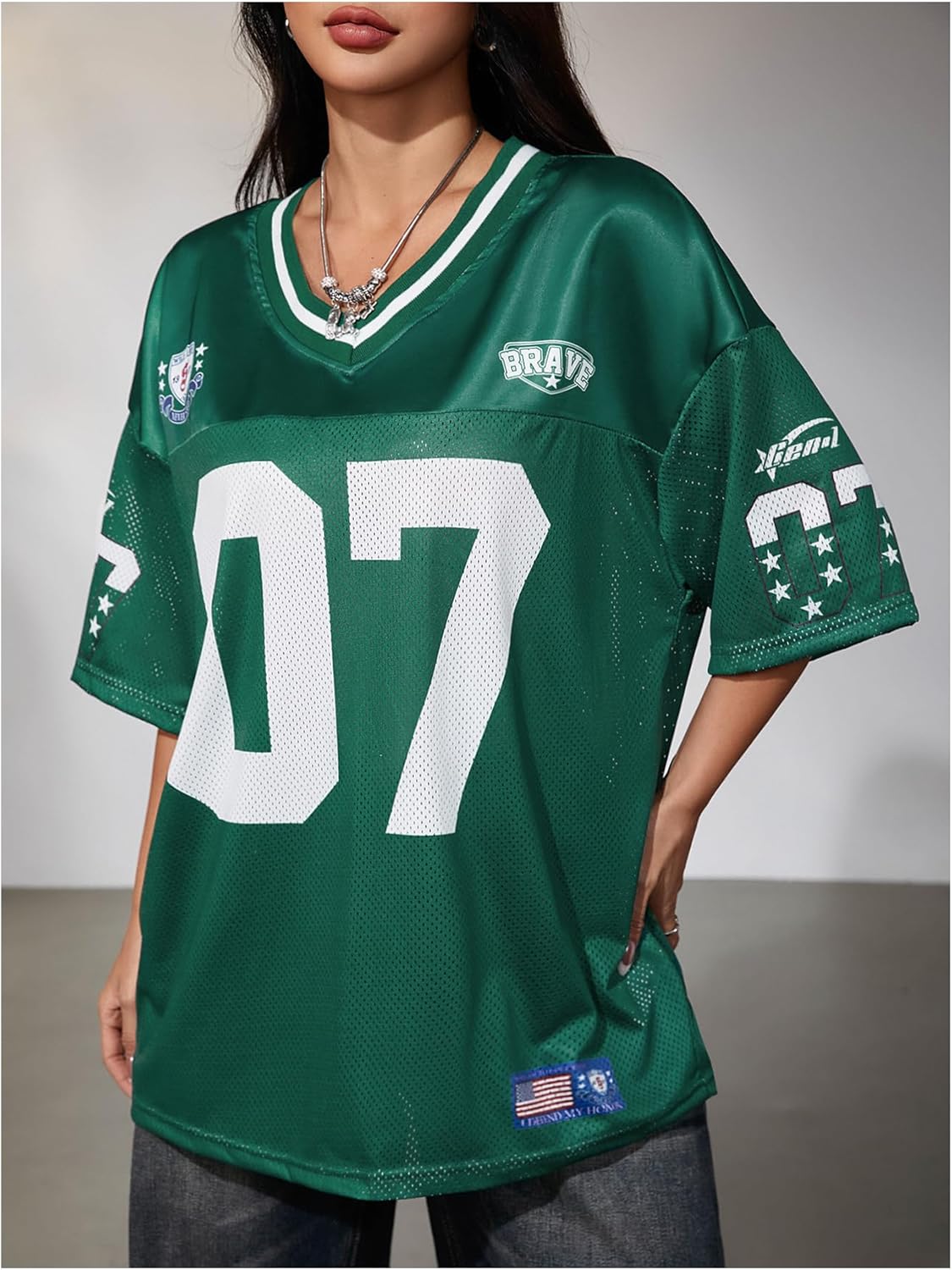 SOLY HUX Jersey Shirts for Women Y2k Graphic Number Oversized Tees V Neck Half Sleeve Cute Soccer Streetwear T Shirt Tops - Image 5