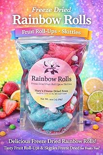 Rainbow Rolls – Freeze-Dried Candy Rainbow Crunch in Fruit Rolls (4oz Bag) – Bold, Fruity, and Crunchy Snack – Unique Sweet Treat – Small Batch, Made in the USA