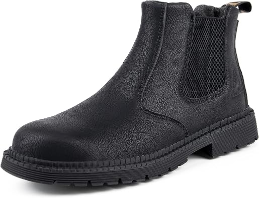 USOR Steel Toe Safety Boots for Men Women Lightweight Work Sneakers Leather Comfortable Safety Shoes Slip-Resistant Shoe for Industrial Construction