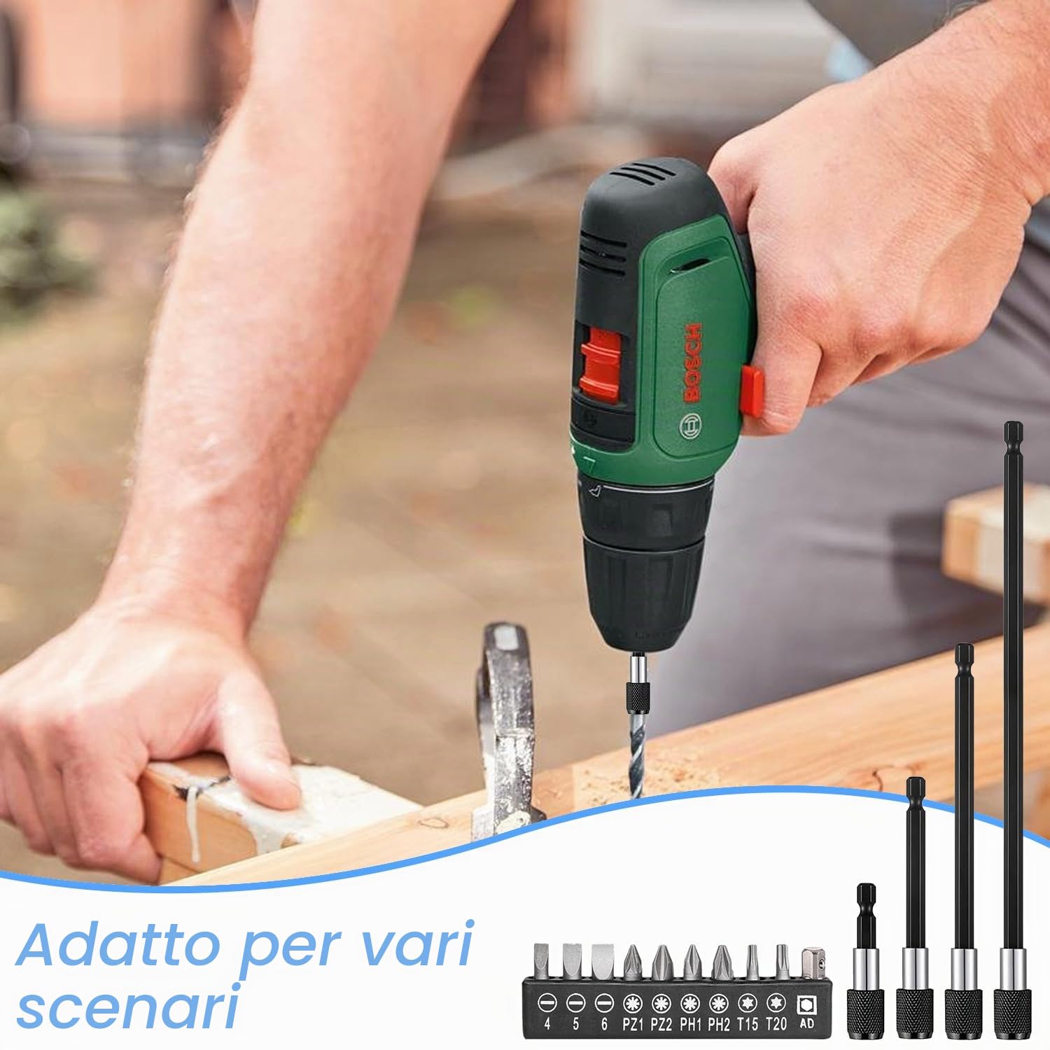 14 estensori per trapano, in acciaio legato, 60/100/150/300 mm, supporto per punte per cacciavite 1/4, trapano magnetico con attacco esagonale, prolunga per punta per cacciavite a batteria (nero)
