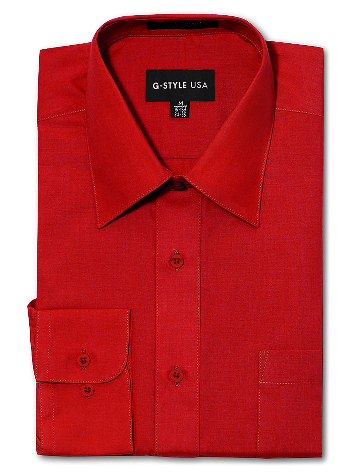 G-Style USAMen's Regular Fit Long Sleeve Solid Color Dress Shirts