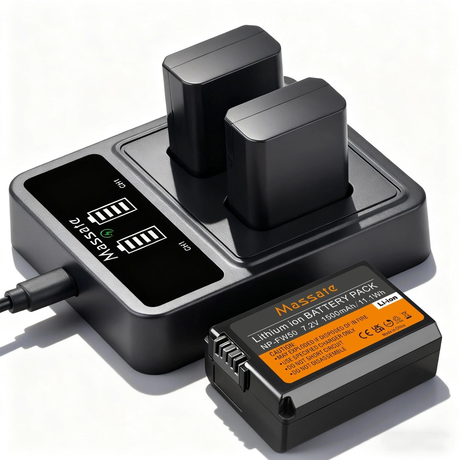 3-częściowy akumulator NP-FW50 1500 mAh + LED PD20W szybka ładowarka — ładowanie 2,5 H, NP FW50 akumulator do Sony ZV-E10, A6000 A6300 A6400 A6500, A7/A7R/A7S (I & II), NEX-3N/5/6 /7, RX11 0