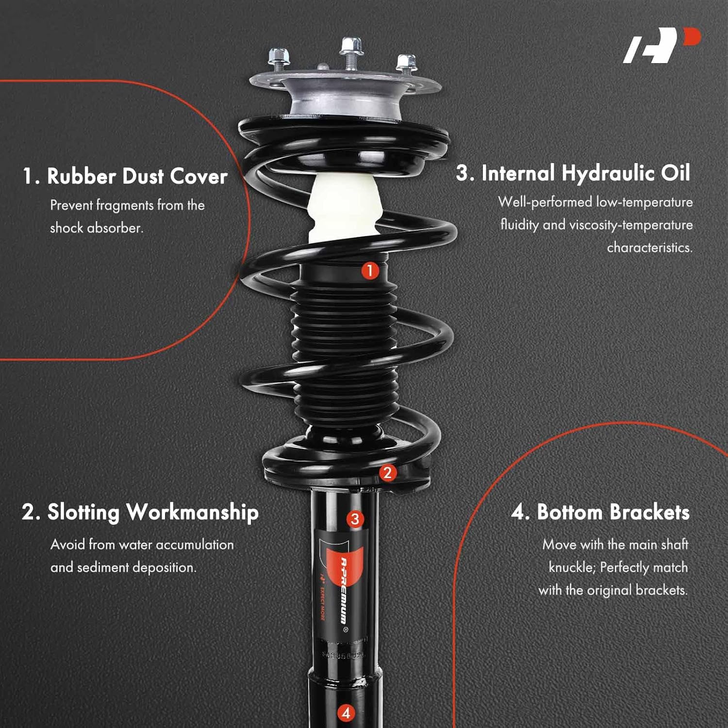 A-Premium Front Complete Strut & Coil Spring Assembly Compatible with BMW E60 [Sedan] 525i 2004-2007, 528i 2008-2010, 530i 2004-2007, 535i 2008-2010, w/o Sport Suspension, 2-PC Set