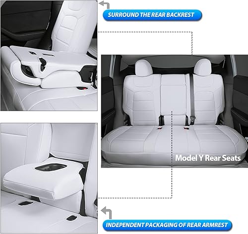 Miniatura 2 de RuiYue Carry Funda de asiento de automóvil para Tesla modelo Y de 5 plazas, protector de asiento de piel sintética, diseño novedoso, accesorios